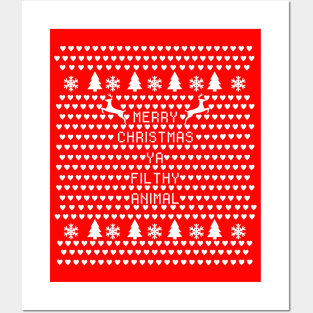 Merry Christmas Ya Filthy Animal Geek Ugly Christmas Sweater Posters and Art